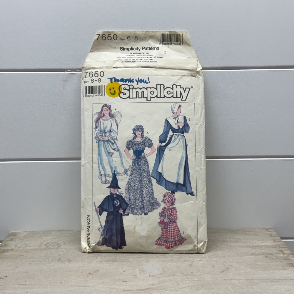 Vintage Simplicity 7650 Sewing Pattern Misses Girls Costume Witch Angel 6-8